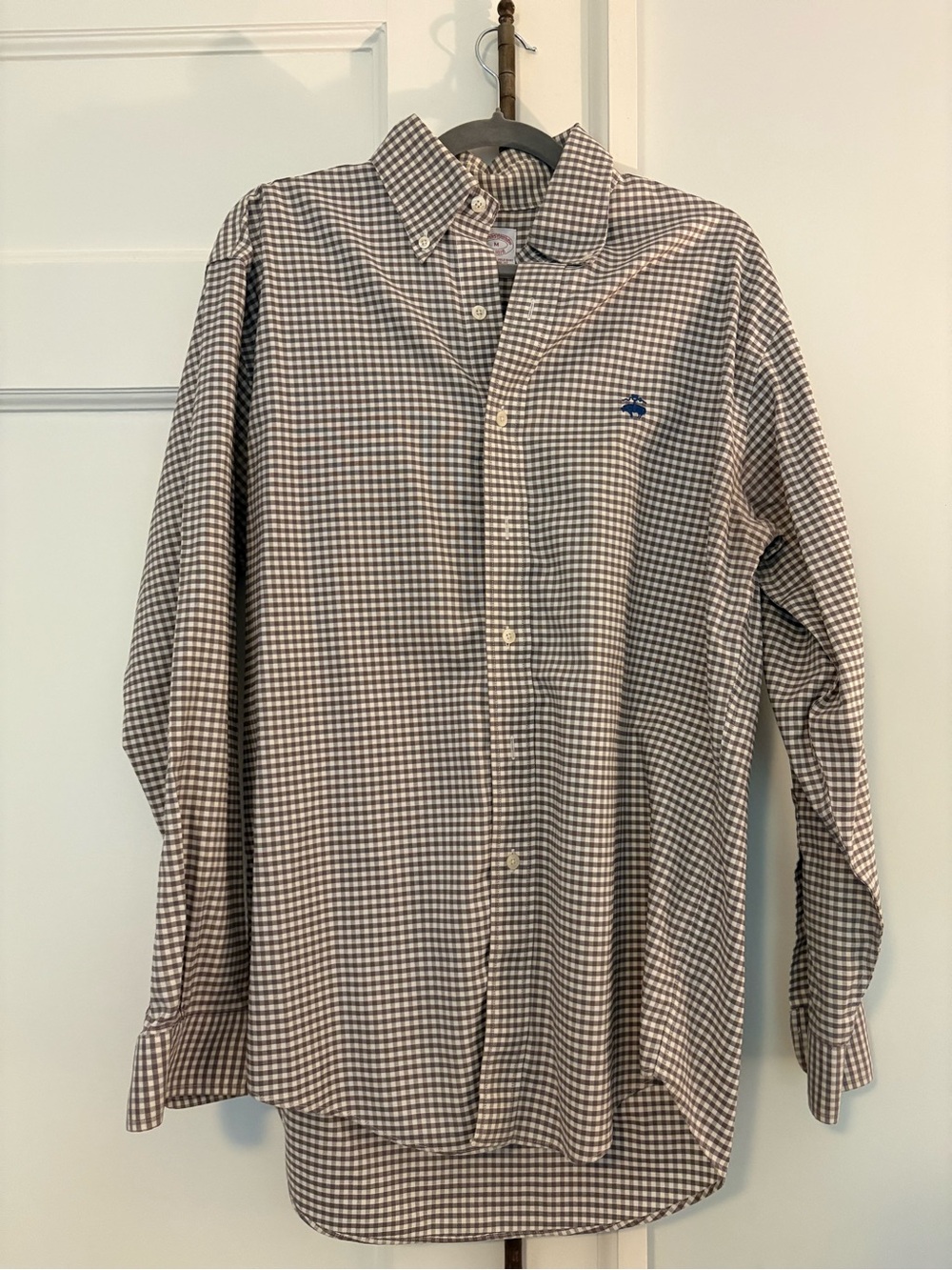 Brooks Brothers Brown and White Gingham Button-Down Shirt